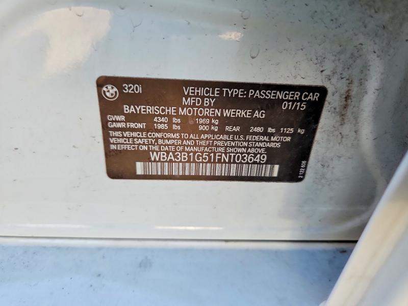 Продаж на аукціоні авто 2015 Bmw 320, vin: WBA3B1G51FNT03649, номер лоту: 50508066