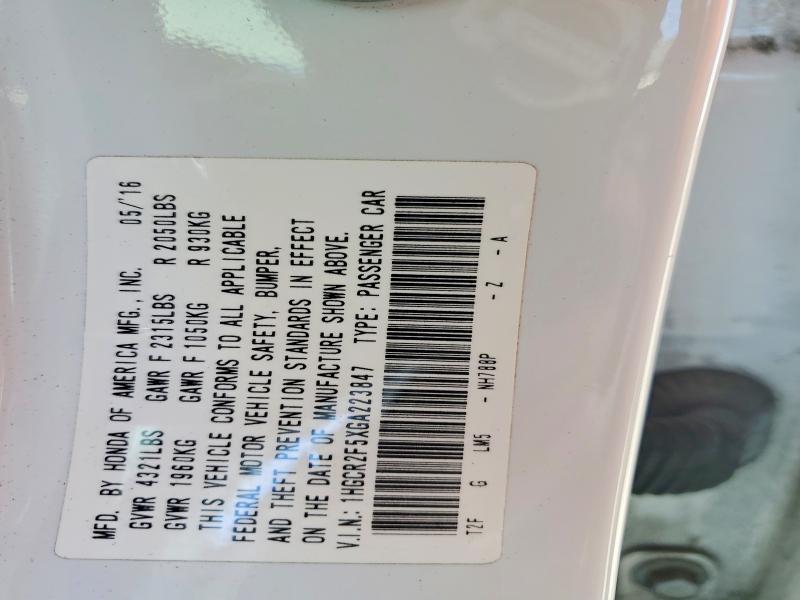 Aukcja sprzedaży 2016 Honda Accord, vin: 1HGCR2F5XGA223847, numer aukcji: 51186166