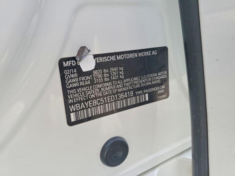 Продажа на аукционе авто 2014 Bmw 750, vin: WBAYE8C51ED136418, номер лота: 50005906