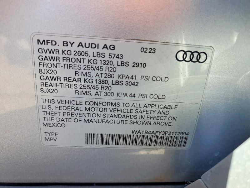 Aukcja sprzedaży 2023 Audi Sq5, vin: WA1B4AFY3P2112994, numer aukcji: 50526216