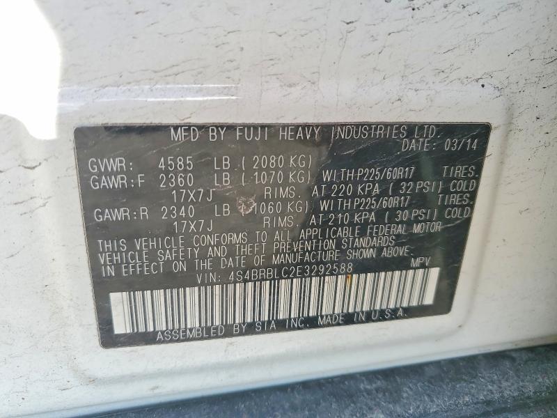Продажа на аукционе авто 2014 Subaru Outback, vin: 4S4BRBLC2E3292588, номер лота: 50479566