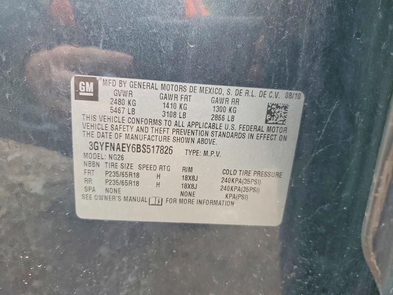 51319016 :رقم المزاد ، 3GYFNAEY6BS517826 vin ، 2011 Cadillac Srx مزاد بيع