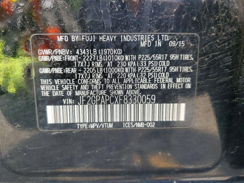 Aukcja sprzedaży 2015 Subaru Xv Crosstrek, vin: JF2GPAPCXF8330059, numer aukcji: 51478176
