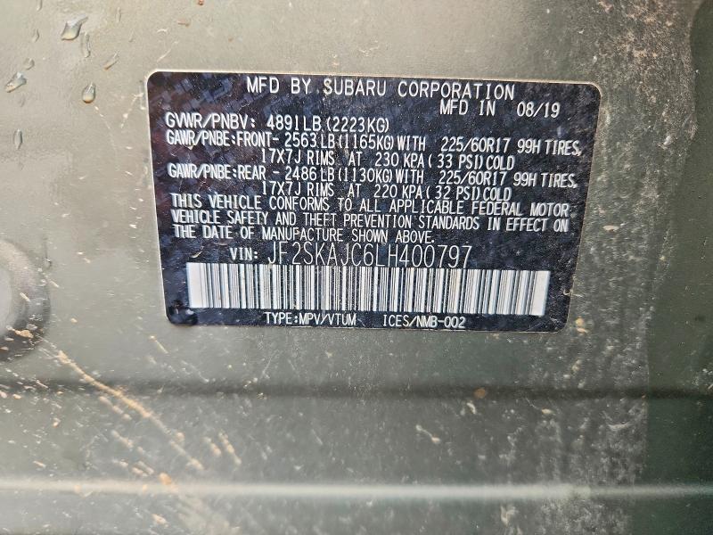 Aukcja sprzedaży 2020 Subaru Forester, vin: JF2SKAJC6LH400797, numer aukcji: 50298266