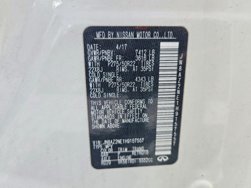 Продаж на аукціоні авто 2017 Infiniti Qx80, vin: JN8AZ2NE1H9157557, номер лоту: 49634486