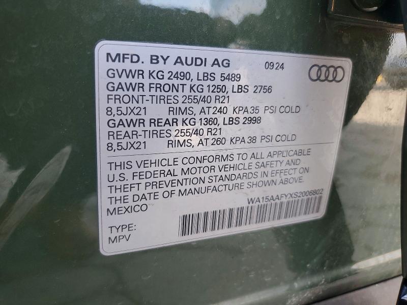 48148746 :رقم المزاد ، WA15AAFYXS2006802 vin ، 2025 Audi Q5 مزاد بيع