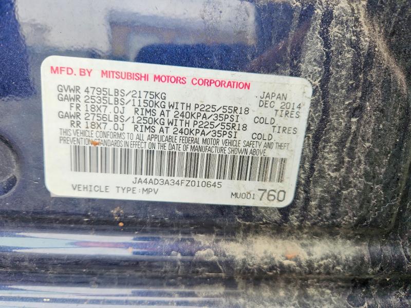 Aukcja sprzedaży 2015 Mitsubishi Outlander, vin: JA4AD3A34FZ010645, numer aukcji: 48285436