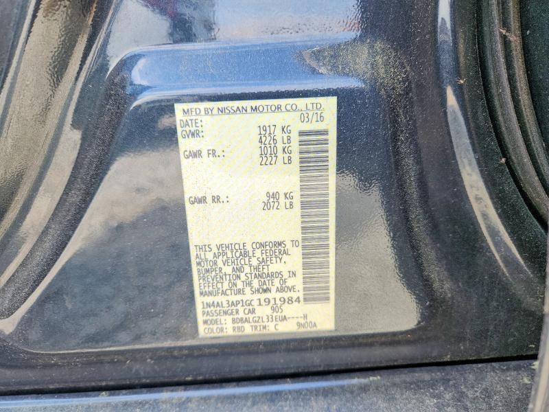2016 Nissan Altima მანქანა იყიდება აუქციონზე, vin: 1N4AL3AP1GC191984, აუქციონის ნომერი: 51348106