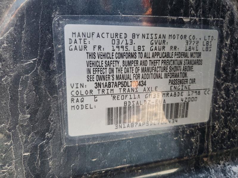 Aukcja sprzedaży 2013 Nissan Sentra, vin: 3N1AB7AP5DL700434, numer aukcji: 49982986