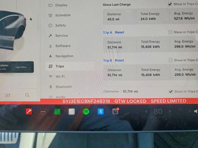 50557416 :رقم المزاد ، 5YJ3E1EC8NF248318 vin ، 2022 Tesla Model 3 مزاد بيع