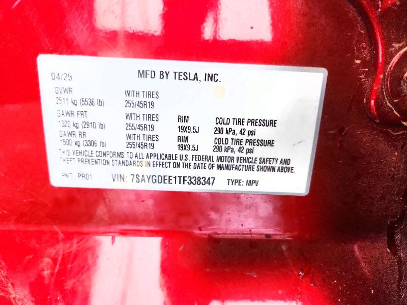 50476296 :رقم المزاد ، 7SAYGDEE1TF338347 vin ، 2026 Tesla Model Y مزاد بيع