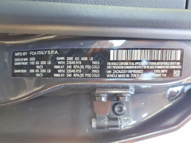 Продажа на аукционе авто 2022 Jeep Renegade, vin: ZACNJDD11NPN58922, номер лота: 50628266