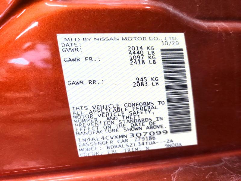 2021 Nissan Altima მანქანა იყიდება აუქციონზე, vin: 1N4AL4CVXMN307099, აუქციონის ნომერი: 50142116