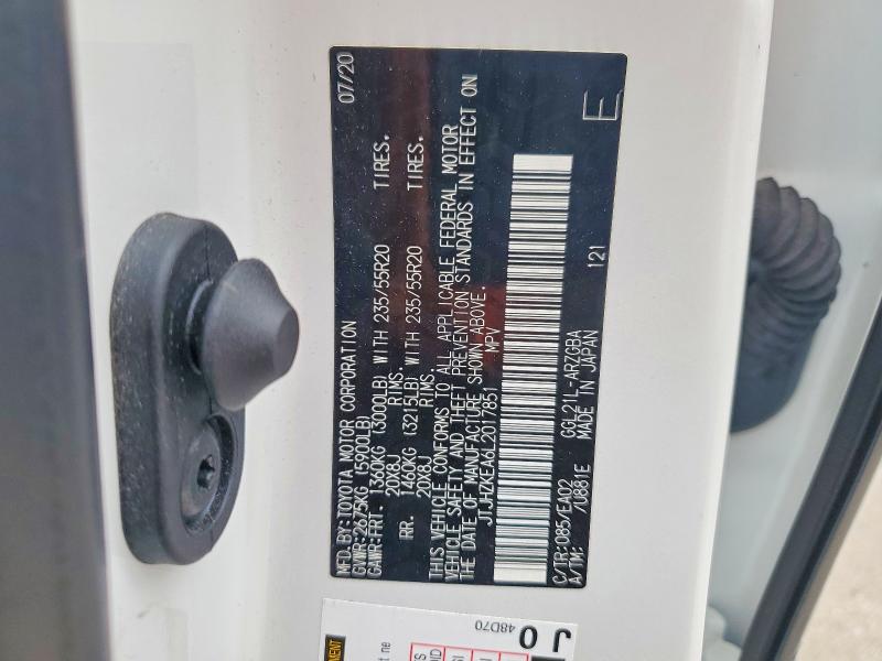 2020 Lexus Rx მანქანა იყიდება აუქციონზე, vin: JTJHZKEA6L2017851, აუქციონის ნომერი: 49920006
