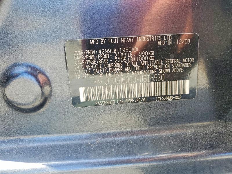 Aukcja sprzedaży 2009 Subaru Impreza, vin: JF1GH60609H815530, numer aukcji: 51341906