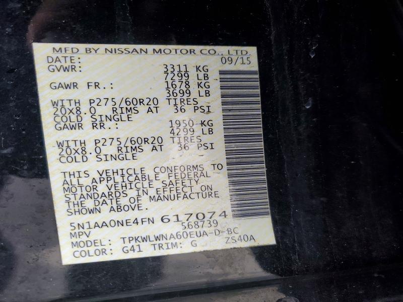 Продаж на аукціоні авто 2015 Nissan Armada, vin: 5N1AA0NE4FN617074, номер лоту: 51920006