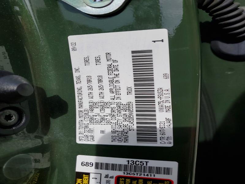 2022 Toyota Tundra მანქანა იყიდება აუქციონზე, vin: 5TFLA5DB5NX055559, აუქციონის ნომერი: 49063806