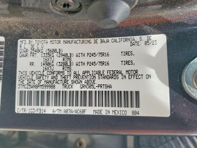 2023 Toyota Tacoma მანქანა იყიდება აუქციონზე, vin: 3TMCZ5AN8PM599988, აუქციონის ნომერი: 51695796