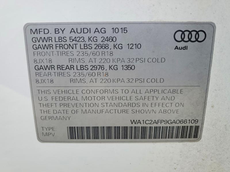Aukcja sprzedaży 2016 Audi Q5, vin: WA1C2AFP9GA066109, numer aukcji: 50471246