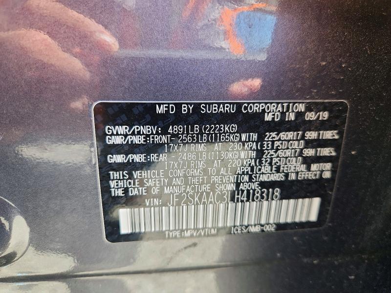 Aukcja sprzedaży 2020 Subaru Forester, vin: JF2SKAAC3LH418318, numer aukcji: 51000536