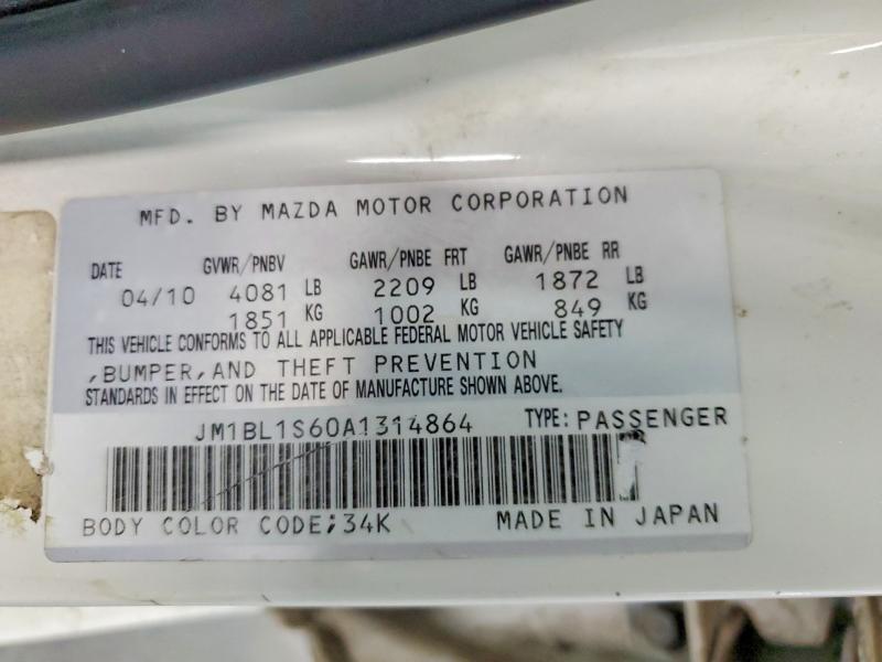 Aukcja sprzedaży 2010 Mazda 3, vin: JM1BL1S60A1314864, numer aukcji: 47007156