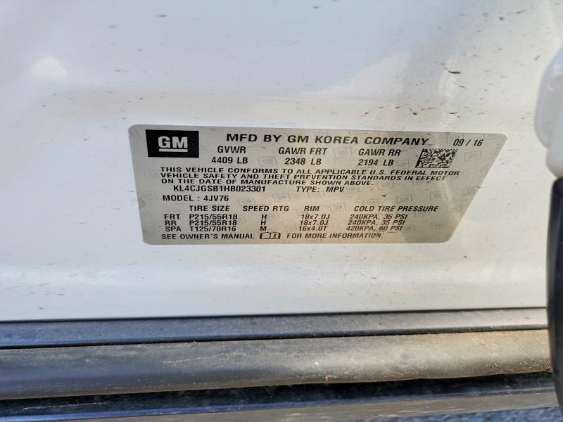 50418786 :رقم المزاد ، KL4CJGSB1HB023301 vin ، 2017 Buick Encore مزاد بيع
