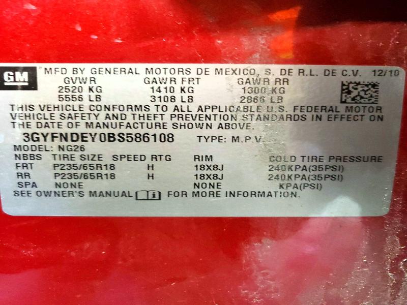 Aukcja sprzedaży 2011 Cadillac Srx, vin: 3GYFNDEY0BS586108, numer aukcji: 48929806