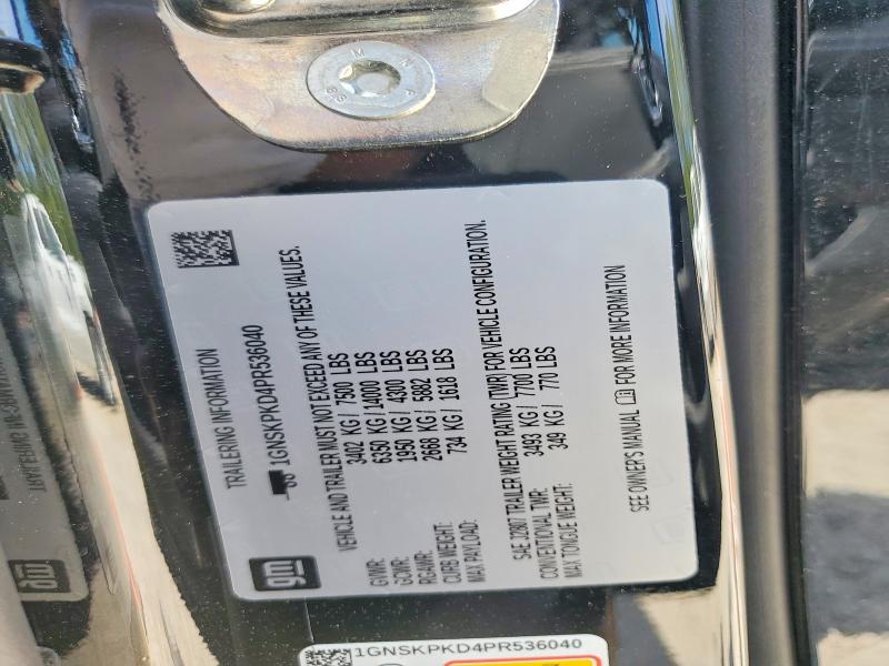 49741506 :رقم المزاد ، 1GNSKPKD4PR536040 vin ، 2023 Chevrolet Tahoe مزاد بيع