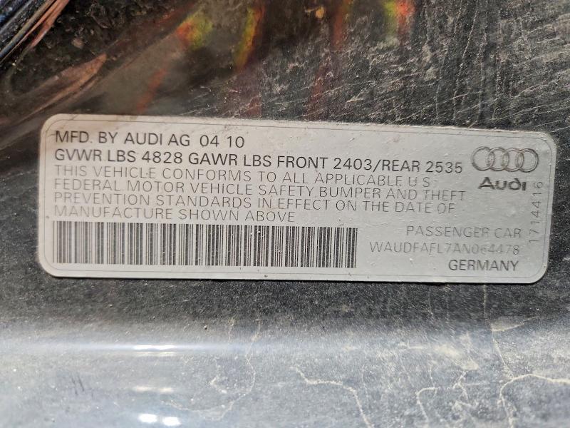 Продажа на аукционе авто 2010 Audi A4, vin: WAUDFAFL7AN064478, номер лота: 49963276