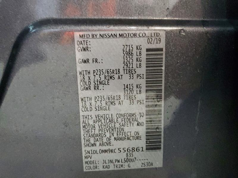 Aukcja sprzedaży 2019 Infiniti Qx60, vin: 5N1DL0MM9KC556861, numer aukcji: 47248156