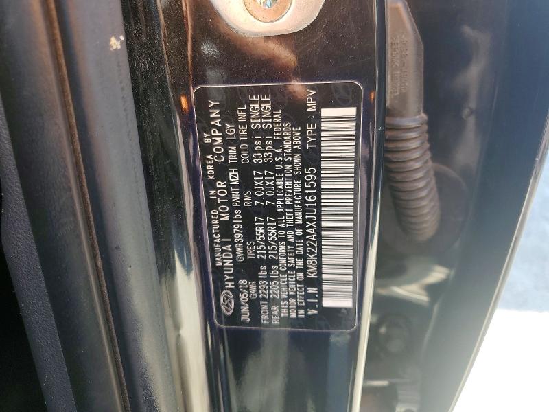 51381726 :رقم المزاد ، KM8K22AAXJU161595 vin ، 2018 Hyundai Kona مزاد بيع