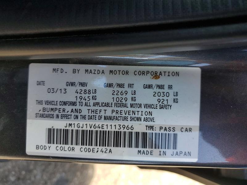 Продажа на аукционе авто 2014 Mazda 6, vin: JM1GJ1V64E1113966, номер лота: 49796236
