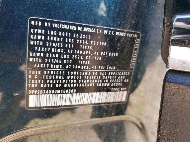 49958256 :رقم المزاد ، 3VV2B7AX6JM150508 vin ، 2018 Volkswagen Tiguan مزاد بيع