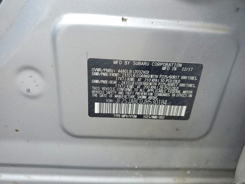 51033046 :رقم المزاد ، JF2SJABC0JH530184 vin ، 2018 Subaru Forester مزاد بيع