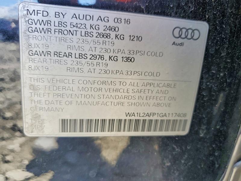46919086 :رقم المزاد ، WA1L2AFP1GA117408 vin ، 2016 Audi Q5 مزاد بيع