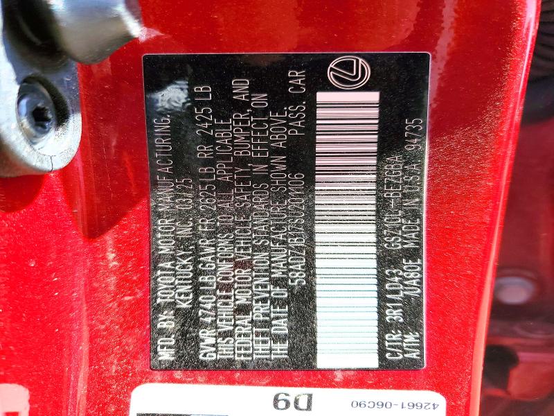 2025 Lexus Es 350 მანქანა იყიდება აუქციონზე, vin: 58ADZ1B17SU201106, აუქციონის ნომერი: 49637826