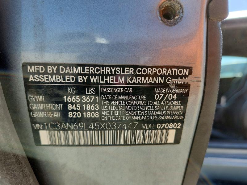 2005 Chrysler Crossfire მანქანა იყიდება აუქციონზე, vin: 1C3AN69L45X037447, აუქციონის ნომერი: 48717066
