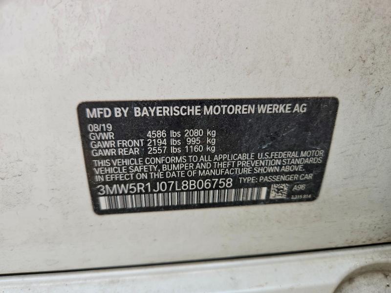 Aukcja sprzedaży 2020 Bmw 330i, vin: 3MW5R1J07L8B06758, numer aukcji: 51662626