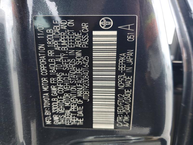 Продаж на аукціоні авто 2008 Toyota Yaris, vin: JTDBT923084016425, номер лоту: 49768146