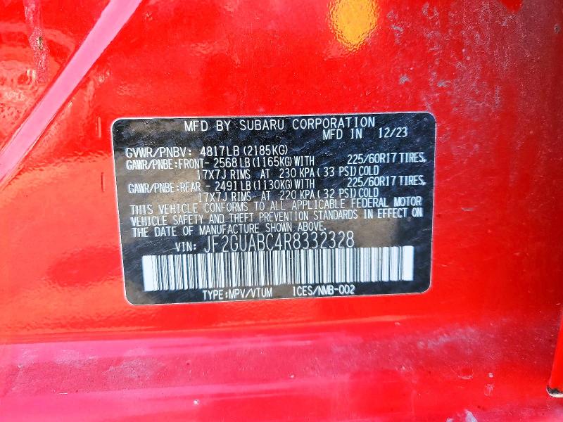 Aukcja sprzedaży 2024 Subaru Crosstrek, vin: JF2GUABC4R8332328, numer aukcji: 48639536