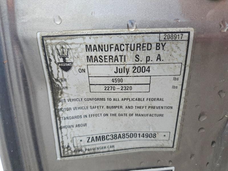 49944096 :رقم المزاد ، ZAMBC38A850014908 vin ، 2005 Maserati Coupe مزاد بيع