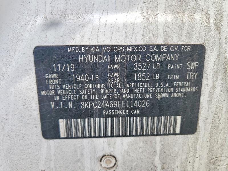 49774216 :رقم المزاد ، 3KPC24A69LE114026 vin ، 2020 Hyundai Accent مزاد بيع