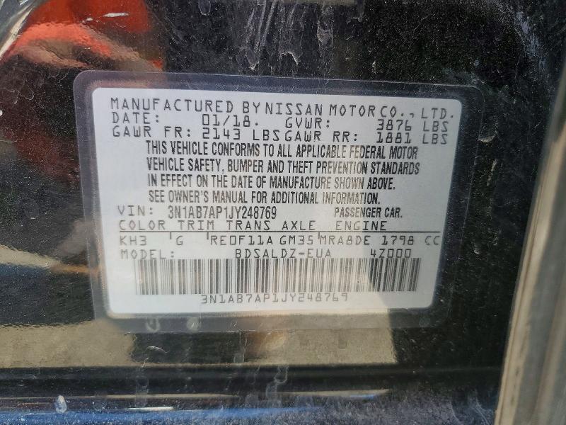 Aukcja sprzedaży 2018 Nissan Sentra, vin: 3N1AB7AP1JY248769, numer aukcji: 49839346