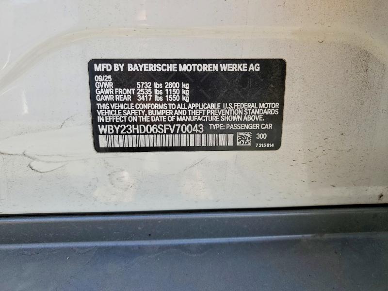 51122826 :رقم المزاد ، WBY23HD06SFV70043 vin ، 2025 Bmw I4 مزاد بيع