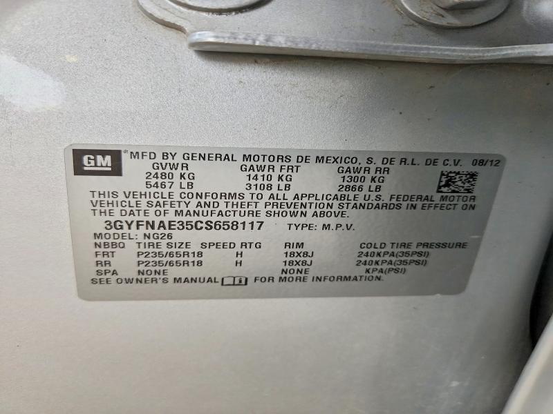 2012 Cadillac Srx მანქანა იყიდება აუქციონზე, vin: 3GYFNAE35CS658117, აუქციონის ნომერი: 51075006