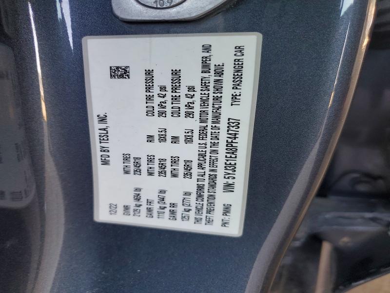 Aukcja sprzedaży 2023 Tesla Model 3, vin: 5YJ3E1EA8PF447337, numer aukcji: 51874566