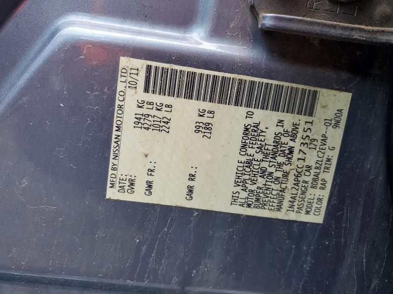 48978196 :رقم المزاد ، 1N4AL2AP6CC173551 vin ، 2012 Nissan Altima مزاد بيع