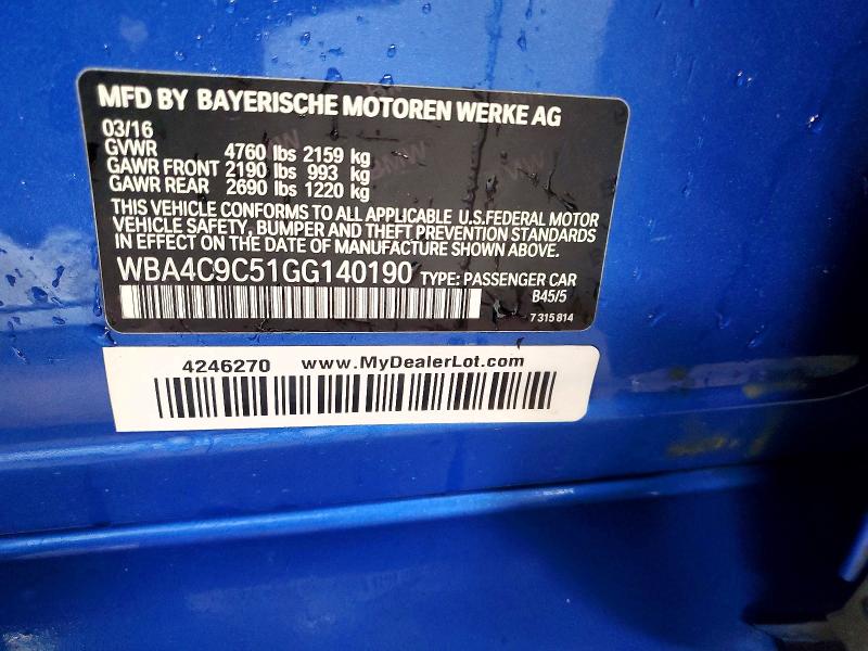 50256526 :رقم المزاد ، WBA4C9C51GG140190 vin ، 2016 Bmw 428 مزاد بيع