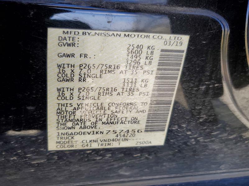 Aukcja sprzedaży 2019 Nissan Frontier, vin: 1N6AD0EV1KN757456, numer aukcji: 51905816