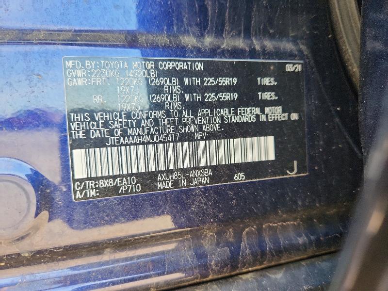 51405006 :رقم المزاد ، JTEAAAAH4MJ045417 vin ، 2021 Toyota Venza مزاد بيع